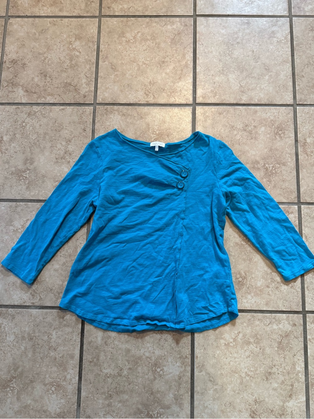 Habitat Blue Long Sleeve Top with Button Detail